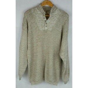 Northwest Territory Men's (L) Beige 1/4 Button Knit 100% Acrylic Grandpa Sweater